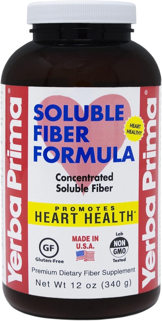 Yerba Prima Soluble סיבים אבקת פורמולה, 12 Ounce - Premium Dietary Fiber, Natural, ריכוז Soluble סיבים, Gluten Free, non-GMO, Made in USA