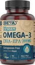 DEVA Vegan אומגה 3 DHA-EPA 300MG - No Carrageenan, Non-Fish Oil Derived מ Algae, Non-GMO, 90 Gelatin-Free Softgels