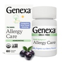 Genexa Allergy Care | Drug Free, non-Drowsy Allergy & Decongestant Remedy for Adults - טבעוני & Non-GMO | Homeopathic Allergy הקלה תוצרת נקייה | אורגני Acai Brador | 60 טבליות צ'וגבל