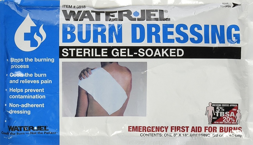 מים Jel Emergency Burn Dressing 8" x 18