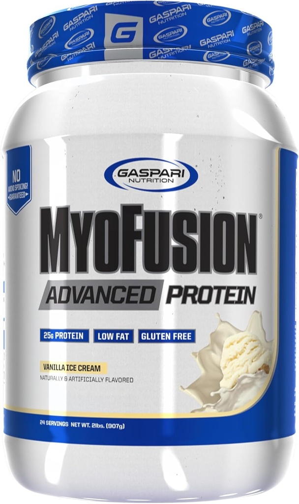Gaspari תזונה Myofusion חלבון מתקדם, חלבון בלגן עם חלבון Whey, חלבון מקרהין וחלבון Isolate, שומן נמוך וגלוטן חינם (2lbs, Vanilla Ice Cream)