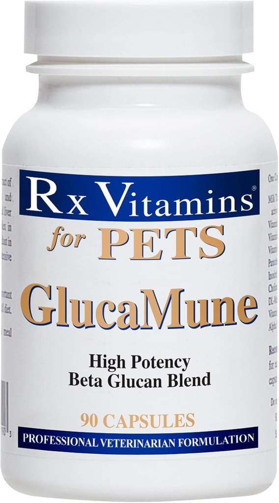 Rx ויטמינים GlucaMune - כלב וחתול Immune תמיכה תוספת עם גלוקוז Betacan - ויטמינים יומיים עבור חתולים ביתי - עזרה Feline & Canine Wound Care, Gut בריאות - 90ct