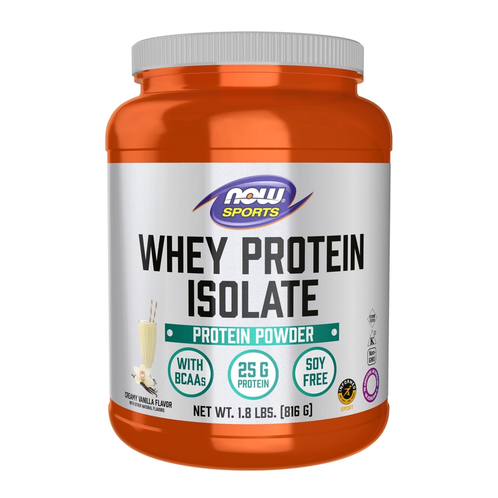 Now Foods Sports Nutrition, Whey Protein Isolate, 25 G עם BCAAs, אבקת Creamy Vanilla, 1.8-Pound