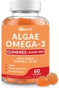 סוכר חינם אומגה 3 חניכיים, Algae אומגה 3 תוספת למבוגרים, Omega 3 DHA 240 מ"ג, EPA 110 מ"ג W / Vitamin B12,CoQ10