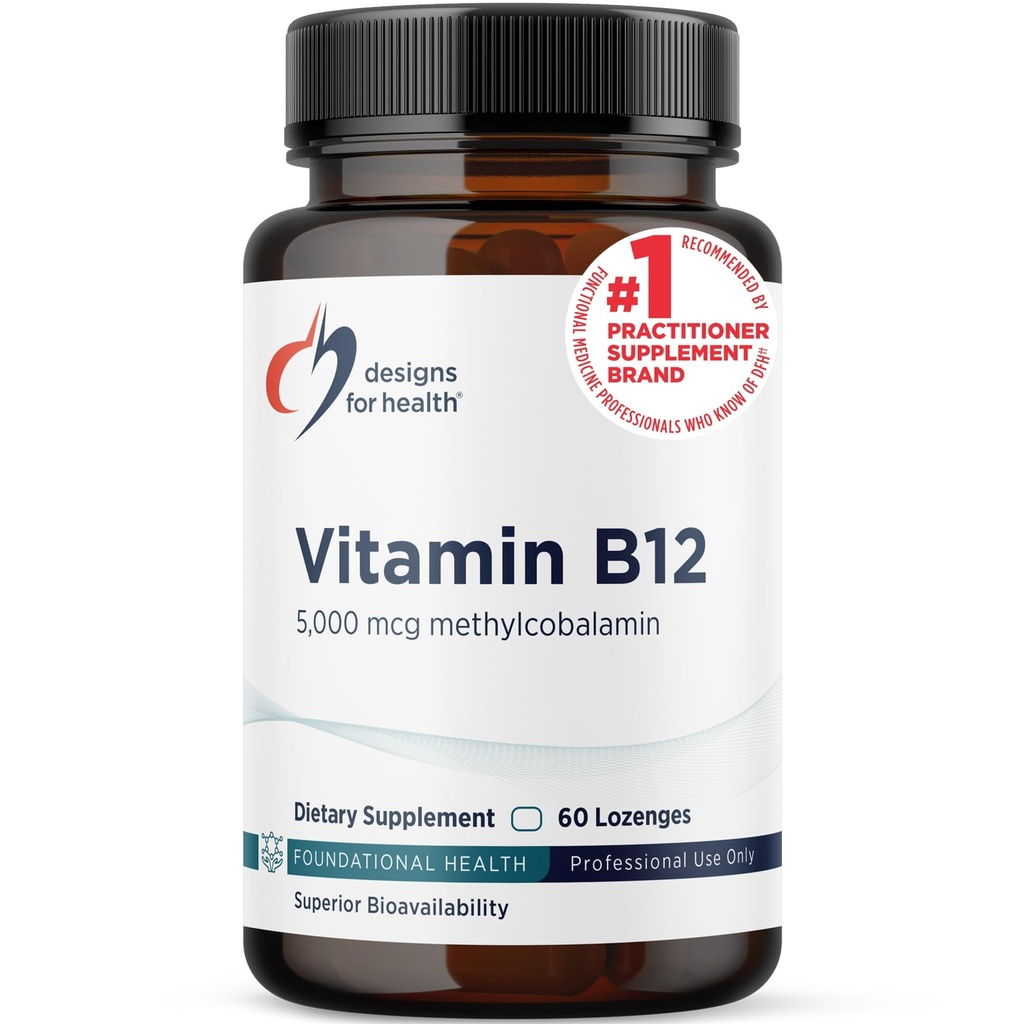 עיצובים לבריאות ויטמין B12 Lozenges - B12 ויטמינים 5000 mcg Methyhydrobalamin - ויטמין B12 תוסף - טבעוני + Non GMO, Natural ברי פלאמור (60 דיסמבב במהירות Lozenges)