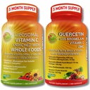Quercetin עם Bromelain, ויטמין C & Zinc + Liposomal ויטמין C 1500 מ"ג - Immune Support Bundle עם אורגני Acerola Cherry, Camu Camu & Citrus Bioflavanoids - טבעוני, non-GMO, תמיכה בריאות נקייה