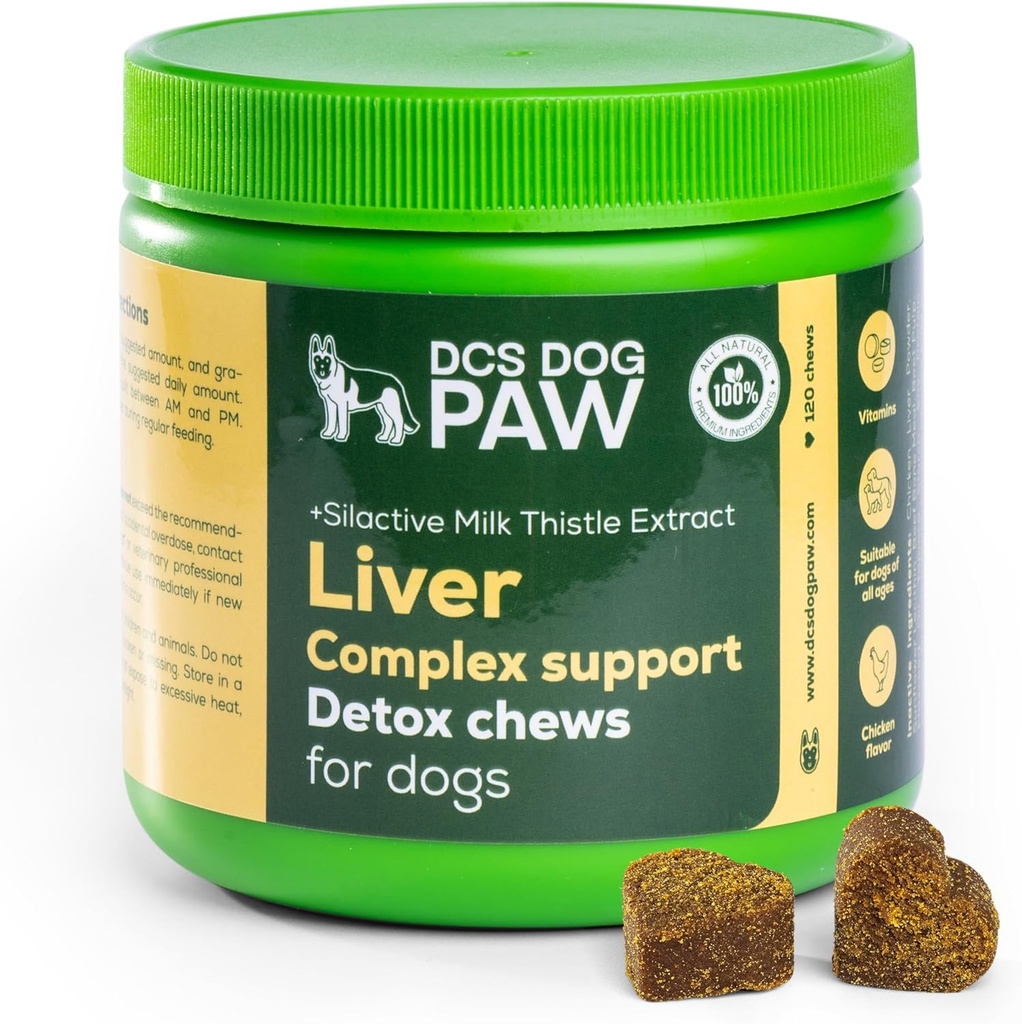 Liver & Kidney תוסף כלב Detox Chews, תמיכה מורכבת עם תמצית חלב ברמה גבוהה עבור כלבים בריאות, 120 עוף פלח ויטמין Bites עבור כל כלב Breeds