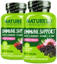 NATURELO Immune תומך ויטמין C, Elderberry, Zinc, Echinacea Natural Immunity Boost w/Antioxidant, Herbal & מינרלים Defense - 60 קפסולות טבעוניות (Pack of 2)