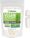 XPRS Nutra Size 1 קפסולות ריקות - 100 קפסולות טבעוניות ריקות ספירה - גלולות צמחוניות - קפסולת ירקות DIY מילוי וggie Pill Caps עבור Do-It-Yourselfs (לבן)