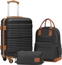 CooLife Luggage Set 3 Piece Luggage Stand On Suitcase Hardside Luggage with TSA Lock Spinner Wheels (Black, 3 פיסת BP/TB/20)