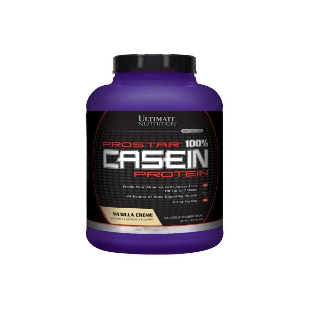 תזונה האולטימטיבית Prostar Micellar Casein אבקת חלבון 24 גרם של חלבון, 9.9 גרמות של EAAS, ו 4.6 גרמות של BCAAS-69 משרתות, אבקת Vanilla, 5 פאונדים
