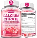 Calcium Citrate Gummies 1200 מ"ג למבוגרים: תוספת אופטימלית Calcium עבור נשים וגברים - Easy to Digest, טבעוני, non-GMO, Gluten Free - Natural Strawberry Flavoror