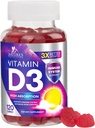 ויטמין D3 Gummy 5000 IU (125 mcg) - תוספי ויטמין D עבור נשים וגברים - עצם, שיניים, שריר ו- Immune Health Support, High Potency VIT D3 Nature's Non-GMO & Gluten חינם - 120 מסטיקנים
