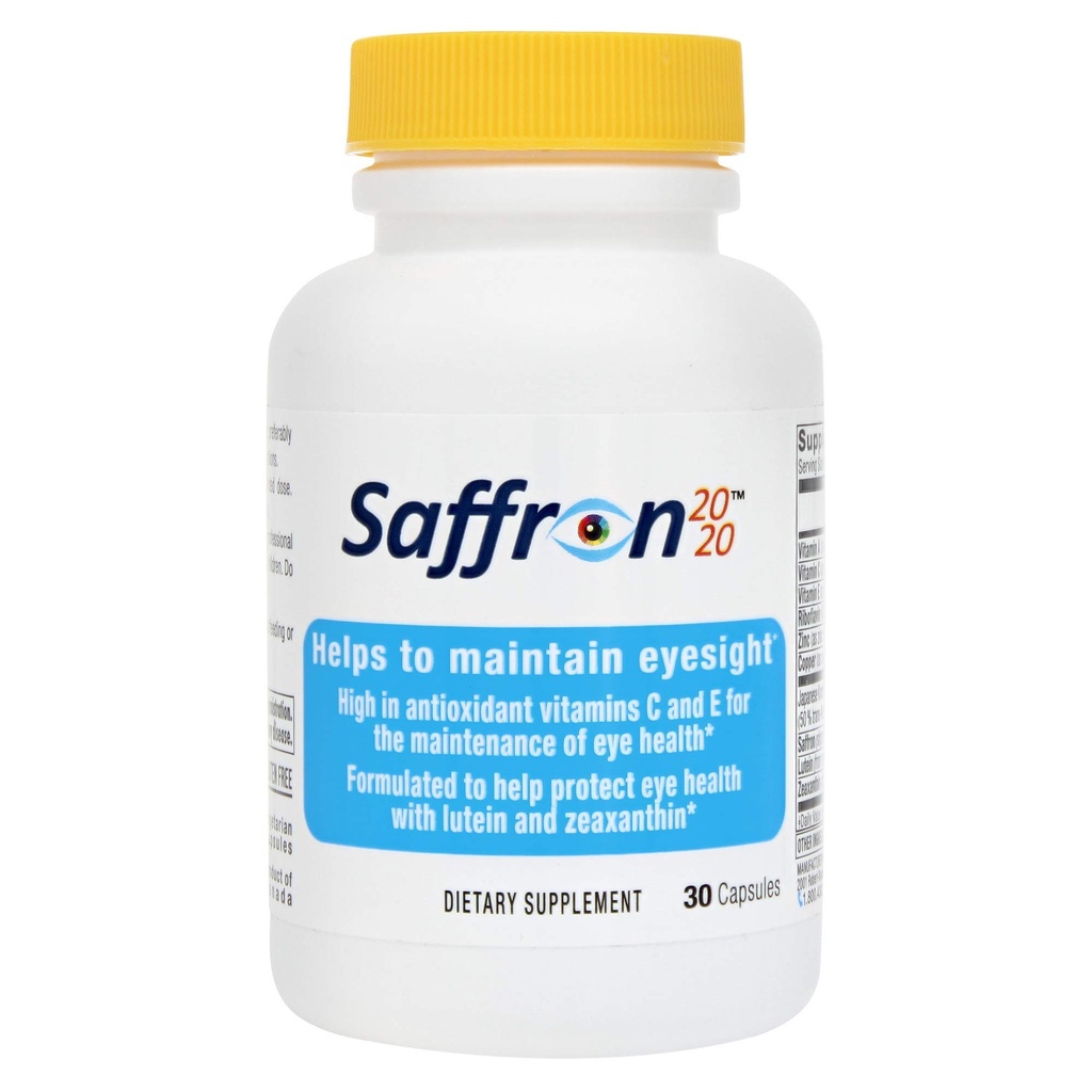 תוסף Saffron 2020 עם Saffron, Resveratrol, ויטמינים ומינרלים, Zeaxanthin ו Lutein -30 קפסולות צמחוניות