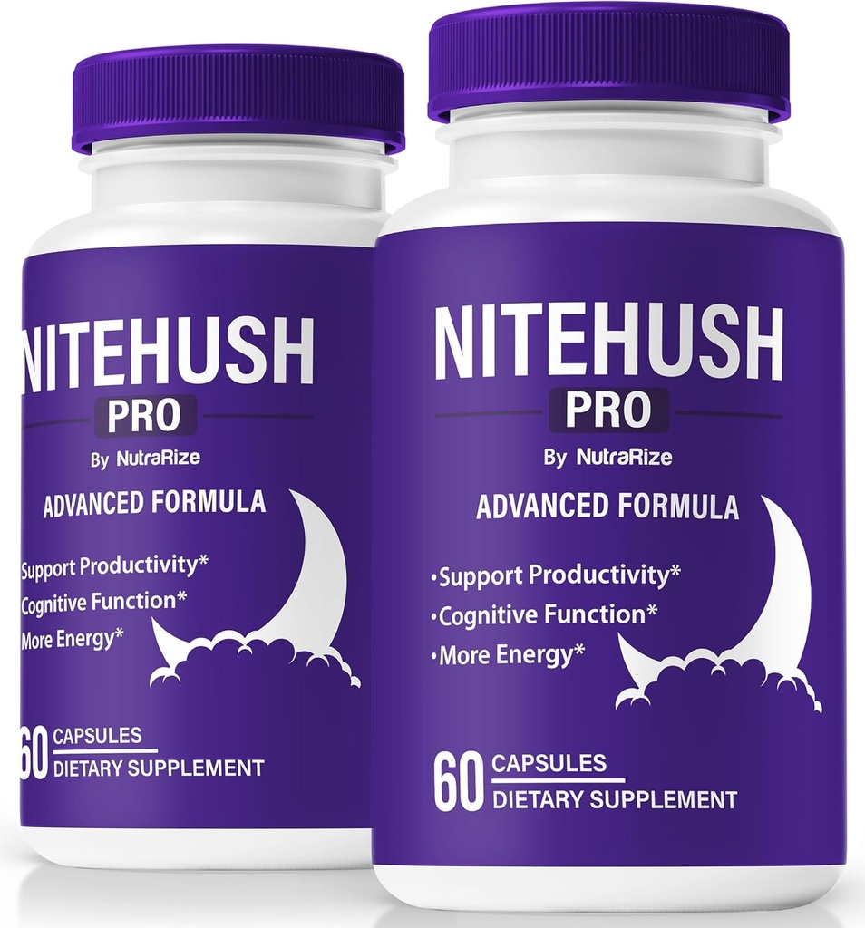 (2 Pack) Nite Hush Pro כמוסות - Unlock Your מלוא הפוטנציאל עם NiteHush Pro פורמולה - תמיכה Premium עבור Focus, ריכוז ומאזן בריאות, רשמי NiteHushPro Pills Review (120 קפסולות)