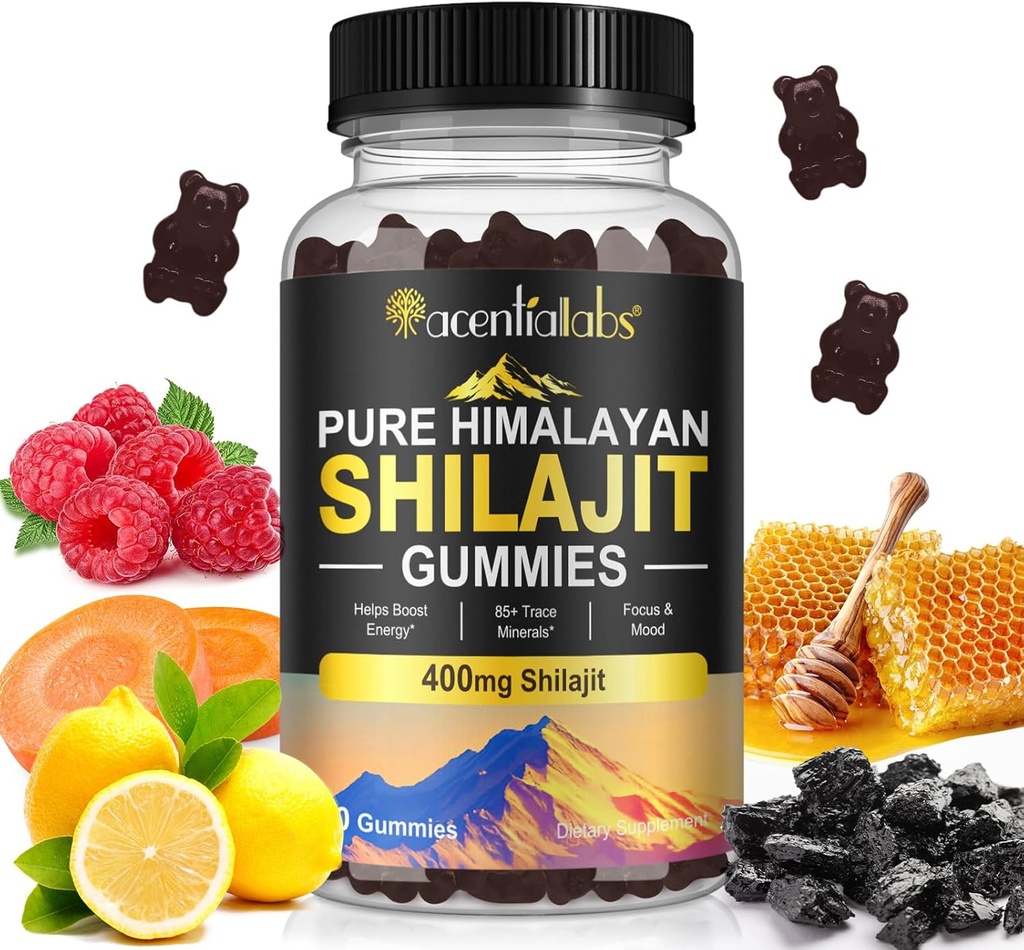 חניכיים Shilajit, Pure ההימלאיה Shilajit חניכיים עם 100% Shilajit, Shilajit אורגני חניכיים עשיר Fulvic Acid 85+ Trace מינרלים המתאימים לגברים ונשים, non-GMO - 60 מסטיקמי
