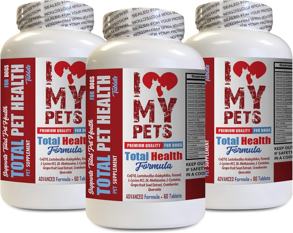 I Love My PETS LLC Immunity for Dogs - Dog Total PET Health - Premium Formula - Best Complex - כלב ויטמין B Complex - 3 בקבוקים (180 טיפולים)