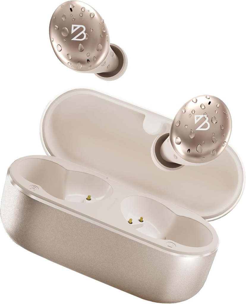 Back Bay Audio Tempo 30 Wireless Earbuds עבור אוזניים קטנות - פרס הזוכה סאונד, הזיעה Bluetooth אוזניות, אוזניים נוחות  Buds עבור נשים, זהב אוזניות קטנות תעלות אוזניים, לונג סוללה אוזניות