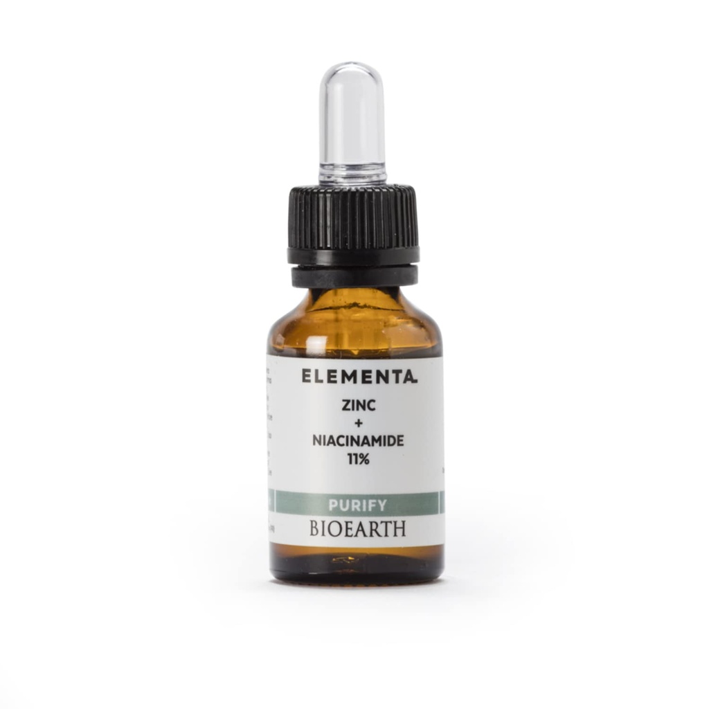 Bioearth Elementa, PURIFY Concentrated Face Serum עם Zinc ו-11% Niacinamide, Purifying ו Balancing Effect, Made באיטליה, טבעוני, AIAB הסמכה - 15 מ"ל Pack