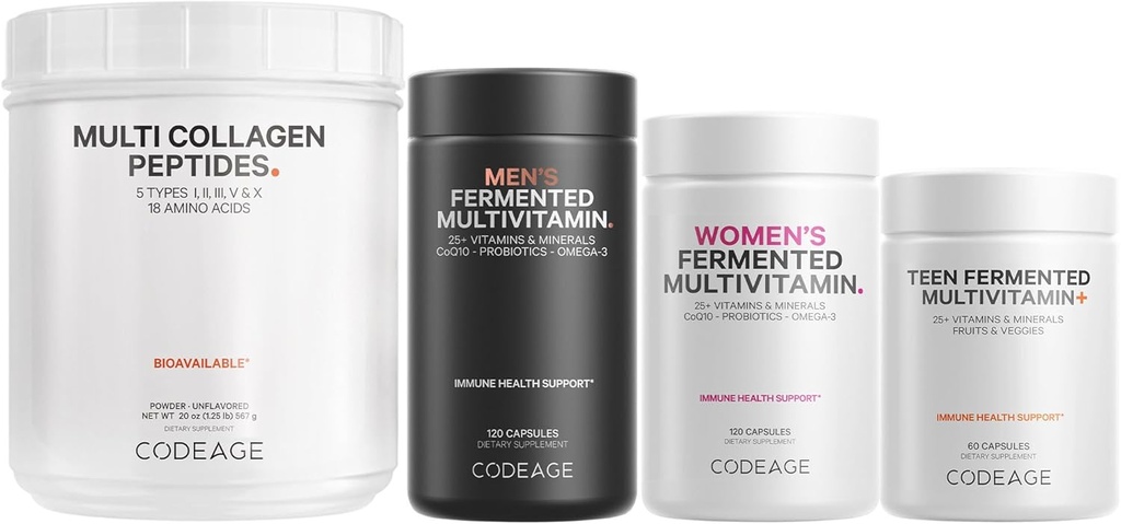 Multi Collagen חלבונים + Teen, Women and Men Multivitamin Bundle