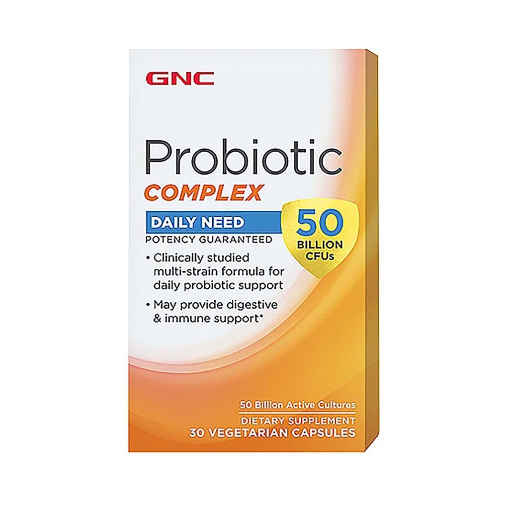 GNC Probiotic Complex Daily Need with 50 מיליארד CFUs | קלינית למד Multi-Strain, תומך בבריאות העיכול והחיסון, Vegetarian | 30 קפסולות