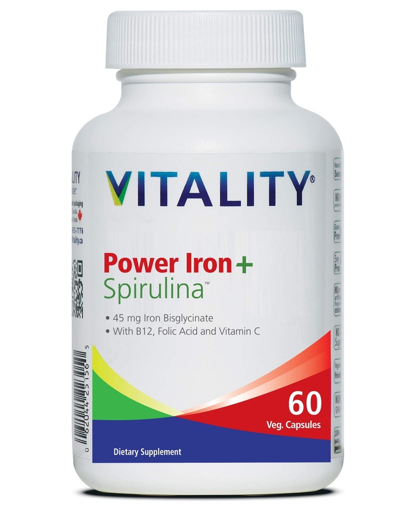 VITALITY Power Iron + Spirulina | 45 מ"ג ברזל | Blood Builder | Iron Deficiency Support
