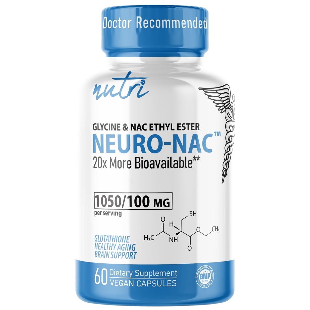 נוירו NAC תוסף N-Acetyl Cysteine Ethyl Ester - 20x More Bioavailable Than NAC 600 מ"ג - Boost Glutathione 10x More Than Liposomal Glutathione - N Acetyl Cysteine Ethyl Ethyl Ester - NACET (60 קפסולות)