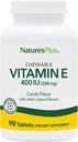 NaturesPlus ויטמין E Chewable - 400 iu, 90 טבליות Vegetarian - Natural Carob Flavor - פונקציונליות קרדיווסקולרית בריאה, הגנה משפטית חינם ורווחה כללית - Gluten-Free - 90 משרתים