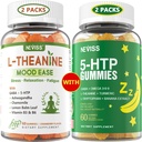 NEVISS סוכר חינם L-theanine Calm Gummies 120 Counts + סוכר חינם 5HTP חניכיים 120 ספירות