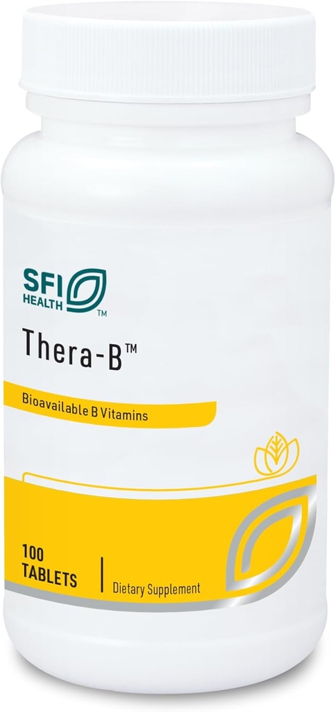 Klaire Labs SFI Health Thera-B - Essential ויטמין B Complex, Hypoallergenic Formula with Actived Metafolin Folate (L-5-MTHF), Biotin & Methylcobalamin (100 טבליות)