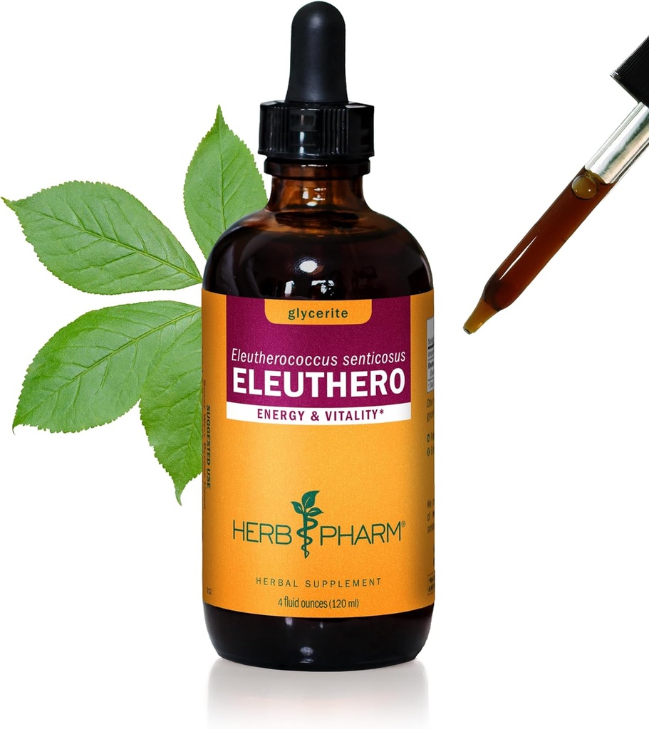Herb Pharm Eleuthero Root נוזלי Glycerite עבור אנרגיה וסטמינה, אלכוהול חינם Glycerite, 4 Ouncece