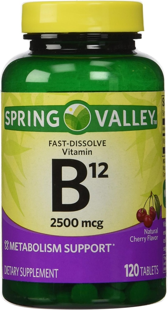 רק 1 בעמק האביב PACK Fast-Dissolve ויטמין B12 2500 Mcg, Metabolism תמיכה, 120 טבליות טעם דובדבן