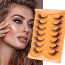 Hy Fox עין Lashes, Wispy False Eyelashes D Curl Mink Lashes Fluffy שקר Lashes מראה טבעי עין Lashes Pack 7 Pairs, שחור שחור