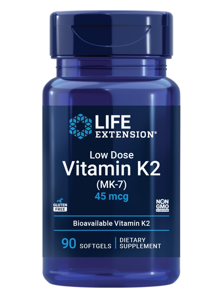 Life Extension Low Dose ויטמין K2 - תומך בבריאות ארטארית - Non-GMO, Gluten-Free - 90 Softgels