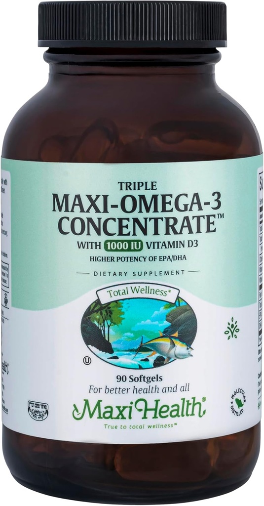 Maxi Health Triple אומגה 3 ריכוז - שמן דגים - 1000 IU