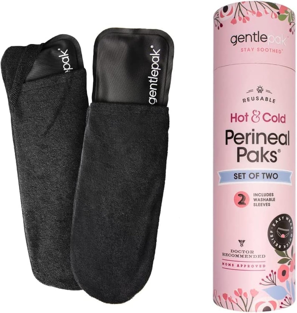 Gentlepak Reusable Perineal Ice & Heat Paks עם קובצי כביסה עבור Postpartum, הריון & Hemorrhoid כאב הקלה, Multi Use Kids, השרירים, Vaginal Discomfort (2-Pack Tube)