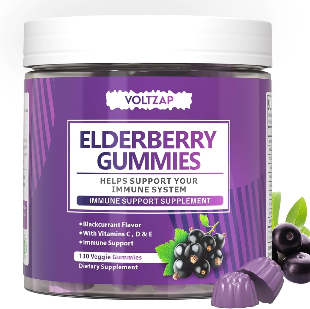 Elderberry Gummies Immune תמיכה תוסף: Elderberry ויטמין C ו- Zinc לספק תמיכה אנטי-חמצן Gluten חינם 130 מסטיק
