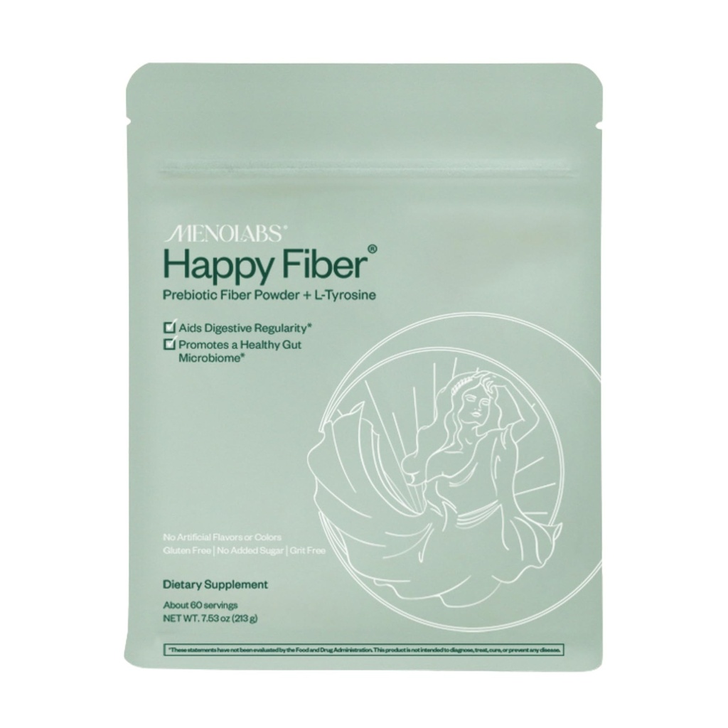 MENOLABS Happy Prebiotic Fiber Supplement - 60 Servings (213 g) - Expertly-Formulated Menopause Supplements for Women, with L-Tyrosine