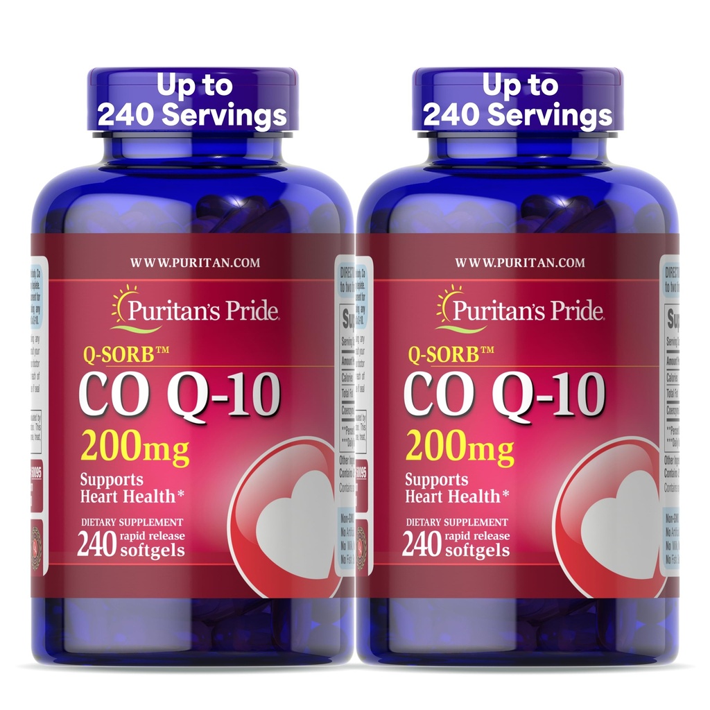 גאווה של Puritan Coenzyme CoQ10 200 מ"ג, תוספת תזונתית לבריאות הלב, לחץ דם, בריאות חניכיים אוראלי, תמיכה בהזדקנות בריאה, 240 Softgels, 2-Pack
