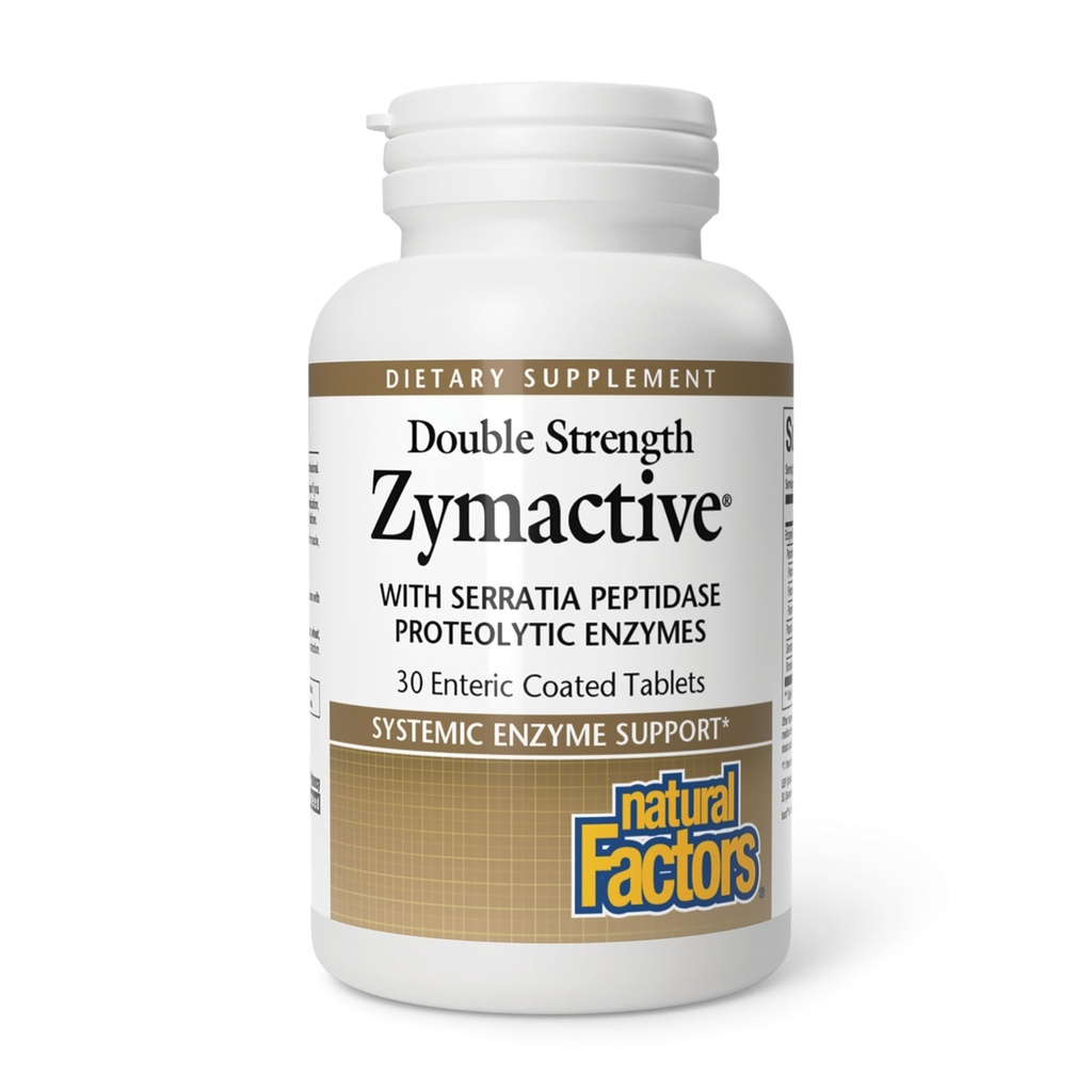 גורמים טבעיים - Zymactive Proteolytic Enzyme Double כוח, תומך תגובה דלקתית בריאה לעזור שרירים ותפקוד משותף, Gluten Free, non-GMO, 30 טבליות Enteric Coated