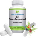 תוספי Trans-Resveratrol - קפסולות אורגניות - תוספי מזון טבעוני לנשים וגברים, טבעי אנטי-חמצן, Polyphenols תוסף, Anti Aging - 60 קפסולות, 600 מ"ג, 30 יום אספקה