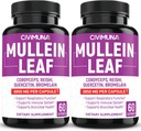 (2 Packs) מולליין על קפסולות 6850 מ"ג - מולליין Leaf, Cordyceps, Reishi - 4 חודשים אספקה
