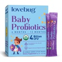 LoveBUG Probiotics for Babies - אורגני בייבי פרוביוטיקה 6-12 חודשים עבור תמיכה בייבי Immune, Gas, Colic, Diarrhea & Baby Constipation Relief ללא סוכר, ללא טעם, 30 Pack
