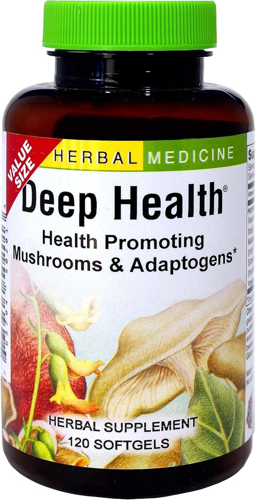 Herbs Etc. Deep Health - Daily Use Fitogen תוסף - איידס בריאות ואנרגיה - עם Reishi Mushroom - 120 Softgels (120 משרתים)