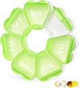 MOLN HYMY Large Weekly Pill Box 7 Day, Sweet Pill מקרה מארגנת 1 פעם ביום, Floral Pill Container Once Daily, Pretty Medicine Dispenser forוויטמין/Fish Oil/Medication/Supplements (Green)