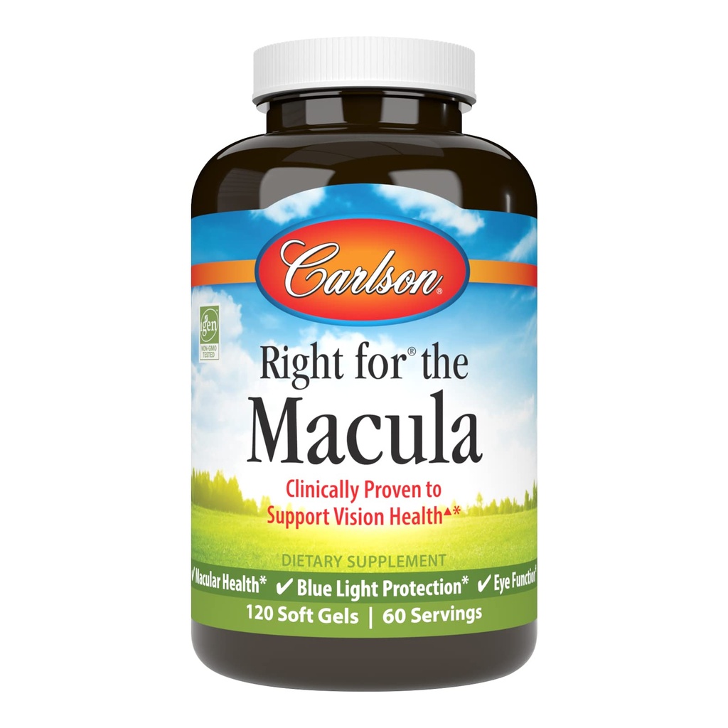 קרלסון - Right for the Macula, Clinically Proven to Support Vision Health, Macular Health, Blue Light Protection & Eye Function, 120 Softgels