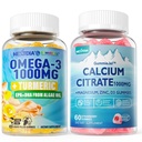 1Pack Sugar חינם Calcium Citrate, Magnesium Citrate & 1Pack טבעוני אומגה 3mies 1000mg + Turmericic.
