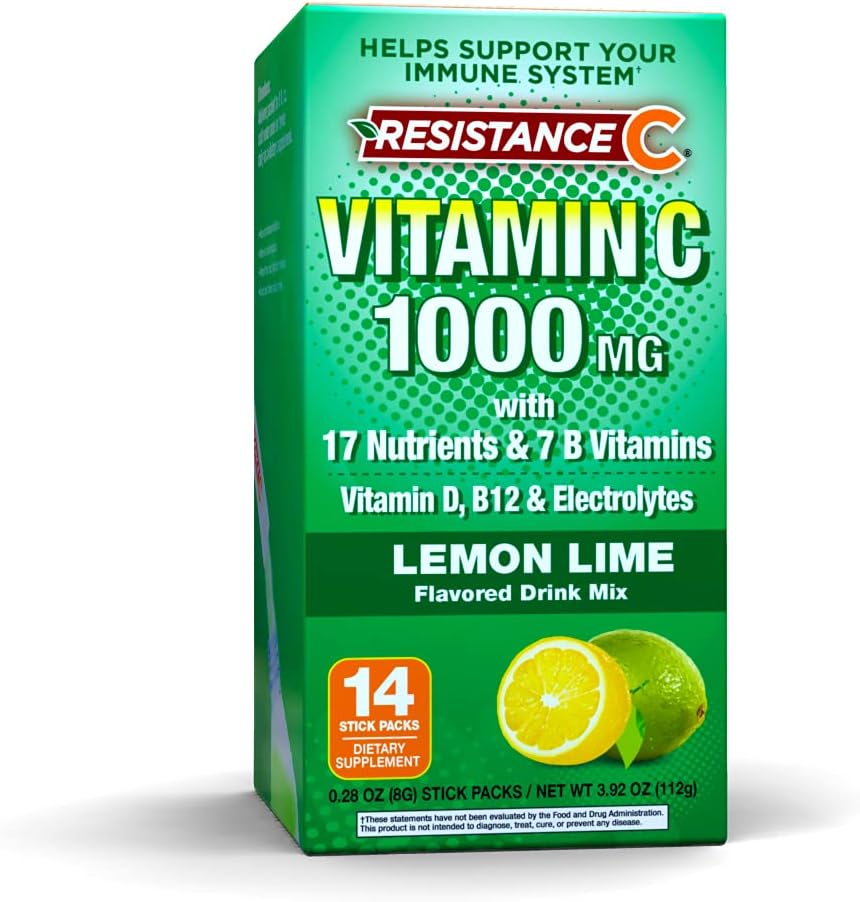 Stick Packs 16 חומרים מזינים ו 7 B-Vitamins, Help Support Immune System, Powerful Antioxidants, מכיל אלקטרוליטים, ירוק, לימון-Lime Flavor, 14 הרוזן הרוזן