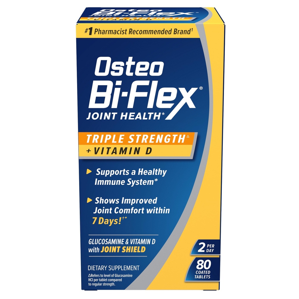 Osteo Bi-Flex משולש כוח (5) עם ויטמין D Glucosamine Chondroitin Joint Health Supplement, Coated Tablets, 80 Count