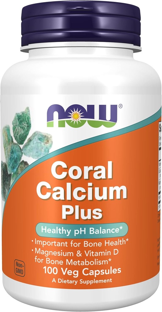 Now Foods Coral Calcium בתוספת מגנזיום, 100 קפסולות ירקות (Pack of 2)